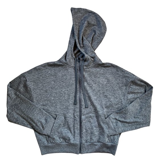 GAP Jackets & Blazers - Gap Fit Gray Full Zip Cropped Lightweight Hoodie Drawstring Hood Pockets…